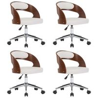 sillas de comedor giratorias 4 uds madera curvada cuero blanco vidaxl