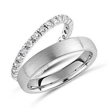 Juego de anillos de boda de plata de ley con circonitas