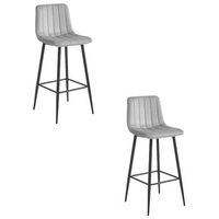 set de 2 taburete de bar terciopelo valora pozza asiento de terciopelo gris plateado