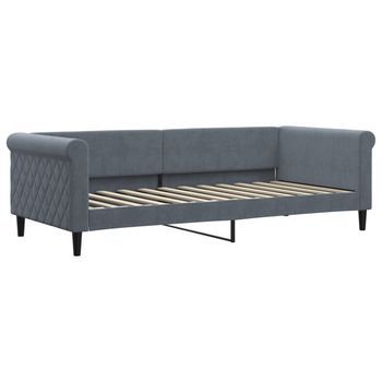 Cama Individual | Cama Para Adultos | Sofá Cama Sin Colchón Terciopelo Gris Oscuro 90x200 Cm