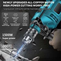 martillo perforador electrico tipo pistola azul 1500w de potencia de carga 710w de potencia nominal velocidad variable mandril de 15-13mm herramienta electrica multifuncion para perforar pulir