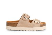 zapatilla mujer piel con hebillas sand