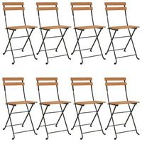 pack 8 uds sillas cafeteria plegables acero y madera maciza de teca