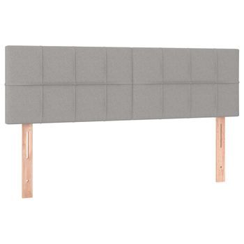 Cabecero Cama Mueble De Dormitorio Con Led De Tela Claro 144 X 5 X 78/88 Cm Gris M02_0000590