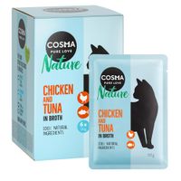 cosma nature 36 x 50 g en bolsitas - megapack ahorro - pechuga de pollo y atun