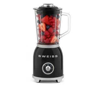 Licuadora vintage sweiss mxv9 de 1000 w con jarra de 1,5 l, función pulse y cuchillas de acero inoxidable, negra