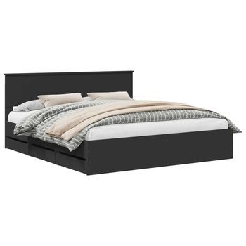 Estructura De Cama Negro 180 X 200 Cm Madera Ingenieril Vidaxl