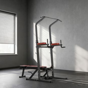 Estación Musculación Ajustable Homcom Acero Pvc, 99x178x236 Cm, Negro