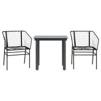 muebles de jardin 3 uds ratan sintetico vidrio negro cfw125179