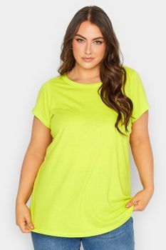 Yours Camiseta Verde Lima Cuello Redondo, Mujer Curvy Y Tallas Grandes, Yours