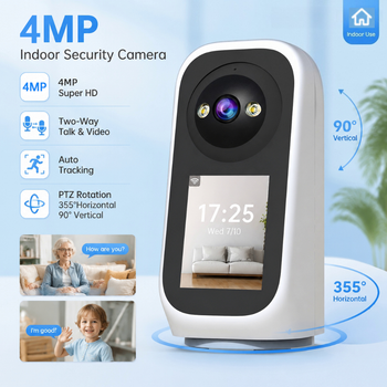 Cámara IP PTZ Jooan de 4MP con Videollamada, Pantalla LED de 2.8 Pulgadas, Detección de Llanto de Bebé, Cámara de Seguridad con Seguimiento IA, Monitor para Bebés en Casa