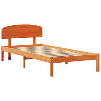 Cama Individual | Estructura De Cama Con Respaldo Marrón Cera 80x200 Cm Madera Maciza De Pino Cfw80840