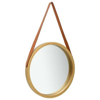 Espejo De Pared，espejo De Baño Con Correa Dorado 40 Cm Cfw659398