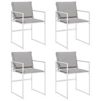 pack 4 uds sillas de jardin  silla de exterior  sillon con cojines acero y textilene blanco