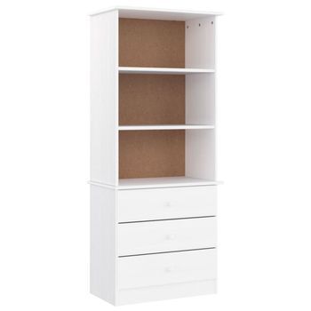 Librería Con Cajones Alta Madera De Pino Blanco 60x35x142 Cm Vidaxl