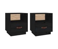 vidaxl mesitas de noche 2 uds madera maciza de pino negro 40x34x45 cm