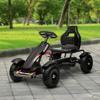 Go Kart A Pedales Para Niños De 5-12 Años Carga 50 Kg Negro Homcom