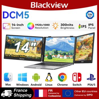 Pantalla LCD portátil Blackview DCM5 de 14 pulgadas, resolución 1920*1080 píxeles, 60Hz, relación de aspecto 16:9, IPS LCD, carga inversa de 100W, Plug & Play