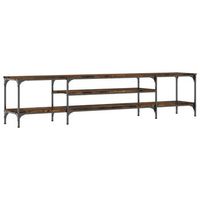 mueble tv madera ingenieria y hierro roble ahumado 201x35x45 cm