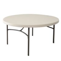 mesa redonda plegable con tablero de polietileno de alta densidad 152x152x74 cm blanca