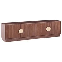 mueble tv con 4 puertas de estilo retro sistema de organizacion de cables mdf pomos de metal marron oscuro numurkah