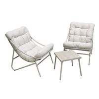 conjunto de jardin para 2 personas r beige con cojines blancos r 2 sillones  mesa auxiliar