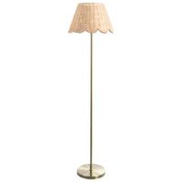 lampara de pie pantalla de ratan hecha a mano base de metal rustica boho natural salm