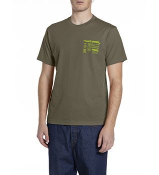 Replay para hombre. M3353.000.2660 Camiseta graphic verde (S), Casual, Algodón, Manga corta