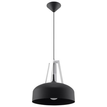Lámpara de techo blanco negro acero/madera alt. 85 cm