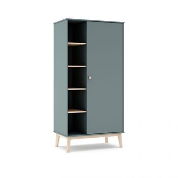 Armario Juvenil De 1 Puerta Y Estante 90x181 Cm Misty Breeze Verde Salvia - Oak Soft 90 X 181 X 52 Cm