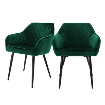 Set 2x Sillas De Comedor Verde Oscuro Estilo Moderno Ml-design
