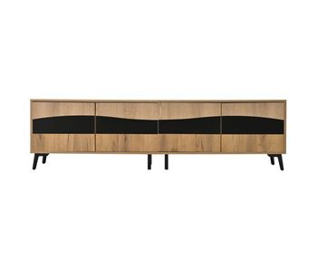 Mueble tv 180x40x50 cm - con 4 armarios, 8 patas, capacidad de 30kg, diseño simétrico - natural
