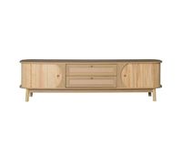 mueble tv  estilo rustico natural con puertas y cajones con laterales de ratan - color natural