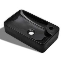 lavabo de ceramica con agujero para grifo negro vidaxl