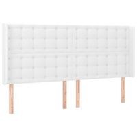 cabecero cama  panel de cabecera con orejas de cuero sintetico blanco 203x16x118128 cm
