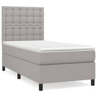 cama para adulto  cama individual  cama box spring con colchon tela gris claro 90x190 cm