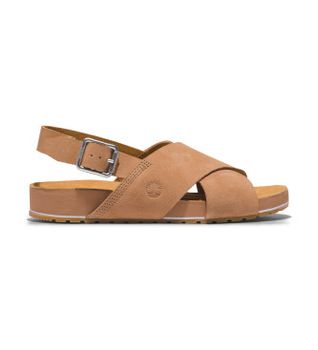 Timberland para mujer. TB0A41MQCW81 Sandalias Backstrap marrón (41 W), Plano, Ante, Hebilla, Casual