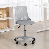 silla de escritorio de cuero sintetico homcom 43x42x74-86 cm-gris