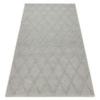 alfombra de lana tahar 99001g gris - tejida a mano bucle rombos boho 200x290 cm