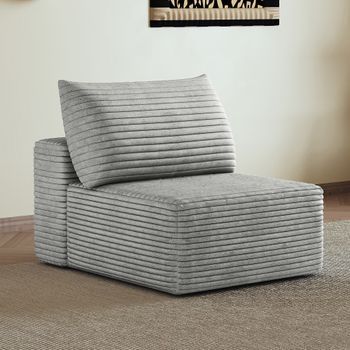 Sillón Gris De Pana, 70 × 95 × 83 Cm, Una Plaza Y Sin Montaje