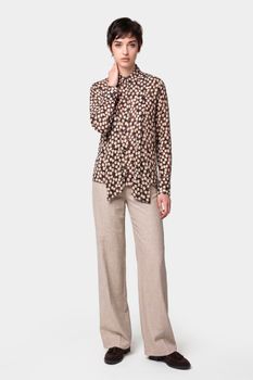 camisa estampada con lazada al cuello dark chocolate polka dot m