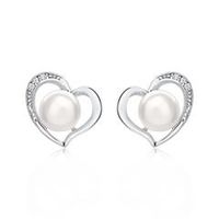 pendientes corazon de plata 925 con perlas circonitas
