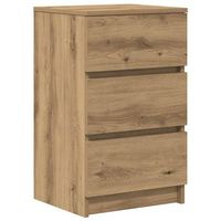 mesilla de noche  mesita de noche con 3 cajones roble artesanal 39x35x65 cm cfw1465836