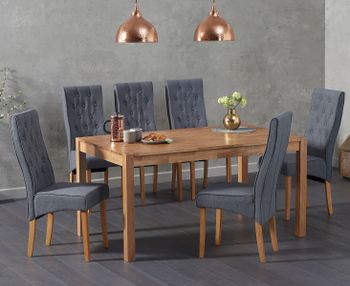 Oxford 150cm Solid Oak Dining Table with Juliette Chairs - Grey, 6 Chairs