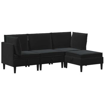 Juego De Muebles De Salón 4 Uds. Negro Terciopelo Vidaxl