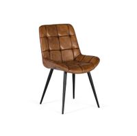 silla de comedor tapizada en piel natural marron