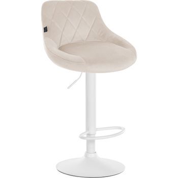 Taburete De Bar Lazio En Terciopelo Tela Crema 49x46x83 Cm Clp