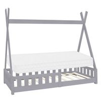 cuna con proteccion anticaida y somier 80x160 cm gris claro ml-design