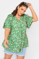 yours top verde de pico con flores mujer curvy y tallas grandes yours