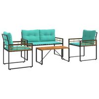 juego de muebles de exterior con cojin 4 piezas  mobiliario de jardin tuquesa